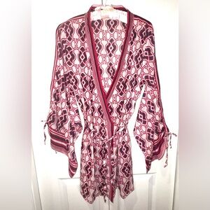 Lolita Jaca Saint Barth Kimono Robe | White Blue Red | Cotton Silk | OS